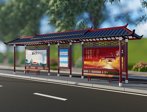 2020新款13米(mi)大型雙(shuang)層頂仿古公交站台
